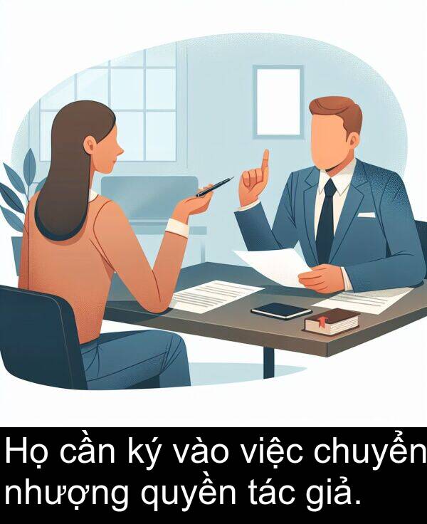 chuyển: Họ cần ký vào việc chuyển nhượng quyền tác giả.