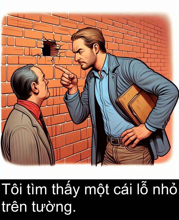 nhỏ: Tôi tìm thấy một cái lỗ nhỏ trên tường.