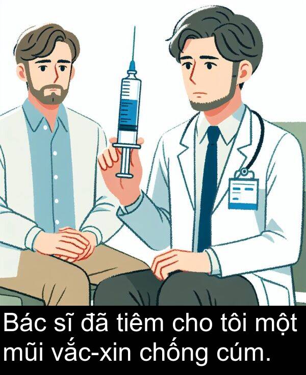 cúm: Bác sĩ đã tiêm cho tôi một mũi vắc-xin chống cúm.