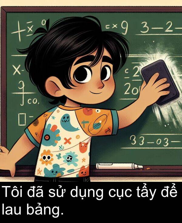 cục: Tôi đã sử dụng cục tẩy để lau bảng.