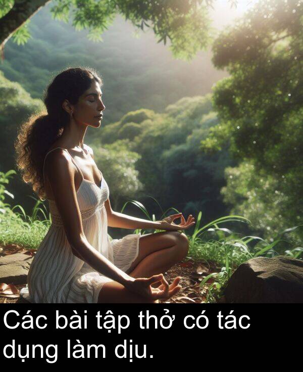 thở: Các bài tập thở có tác dụng làm dịu.