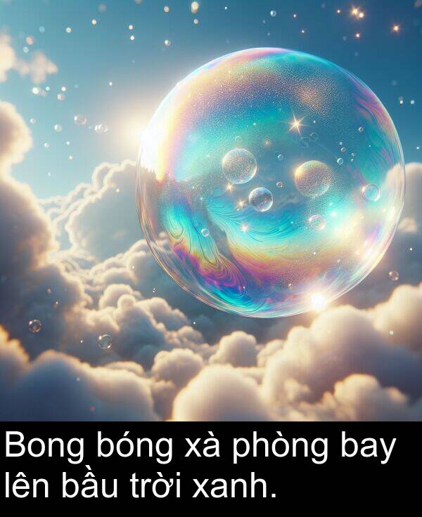 xanh: Bong bóng xà phòng bay lên bầu trời xanh.