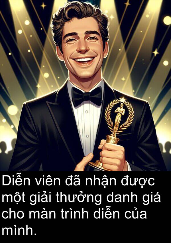 trình: Diễn viên đã nhận được một giải thưởng danh giá cho màn trình diễn của mình.