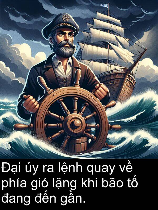 lệnh: Đại úy ra lệnh quay về phía gió lặng khi bão tố đang đến gần.