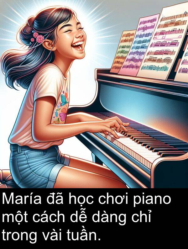 piano: María đã học chơi piano một cách dễ dàng chỉ trong vài tuần.