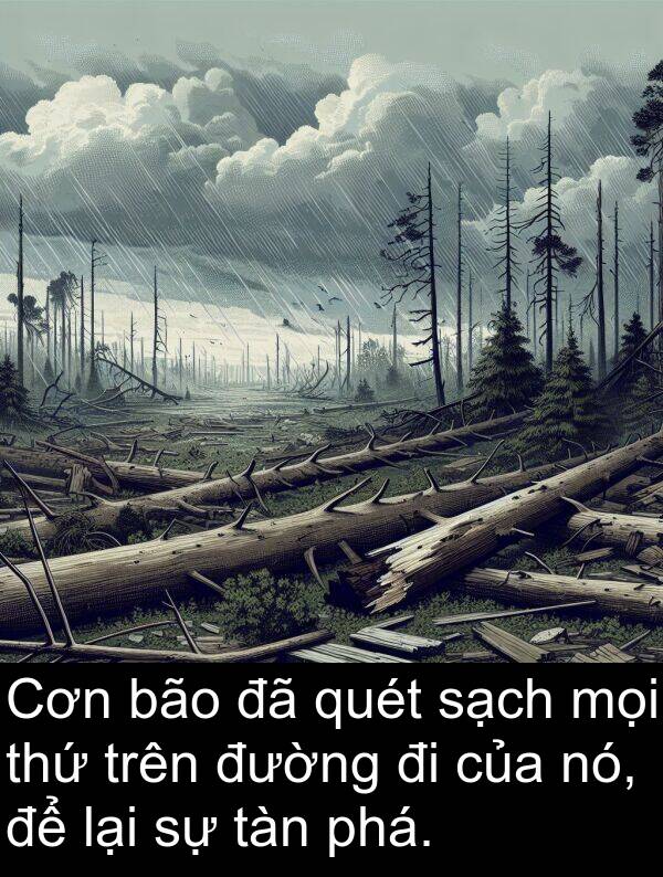 thứ: Cơn bão đã quét sạch mọi thứ trên đường đi của nó, để lại sự tàn phá.