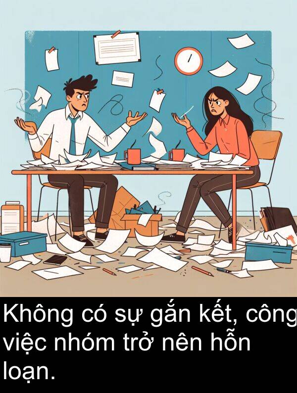 trở: Không có sự gắn kết, công việc nhóm trở nên hỗn loạn.