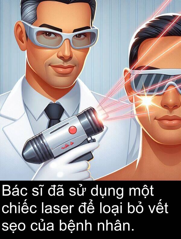 laser: Bác sĩ đã sử dụng một chiếc laser để loại bỏ vết sẹo của bệnh nhân.