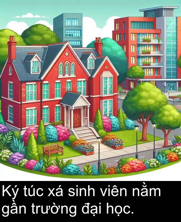 trường: Ký túc xá sinh viên nằm gần trường đại học.