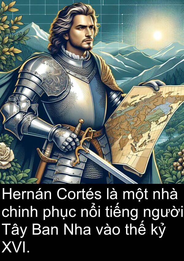 chinh: Hernán Cortés là một nhà chinh phục nổi tiếng người Tây Ban Nha vào thế kỷ XVI.