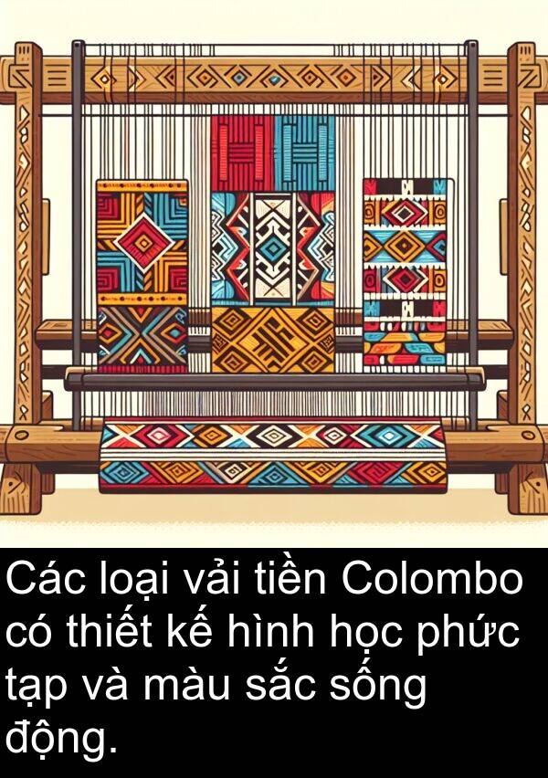 phức: Các loại vải tiền Colombo có thiết kế hình học phức tạp và màu sắc sống động.