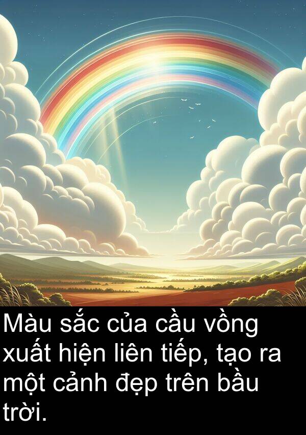 liên: Màu sắc của cầu vồng xuất hiện liên tiếp, tạo ra một cảnh đẹp trên bầu trời.