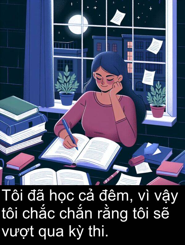 vậy: Tôi đã học cả đêm, vì vậy tôi chắc chắn rằng tôi sẽ vượt qua kỳ thi.