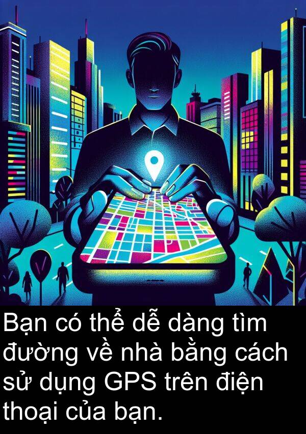 thoại: Bạn có thể dễ dàng tìm đường về nhà bằng cách sử dụng GPS trên điện thoại của bạn.