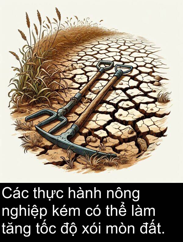 mòn: Các thực hành nông nghiệp kém có thể làm tăng tốc độ xói mòn đất.