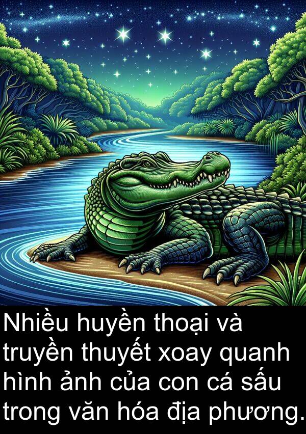 thoại: Nhiều huyền thoại và truyền thuyết xoay quanh hình ảnh của con cá sấu trong văn hóa địa phương.