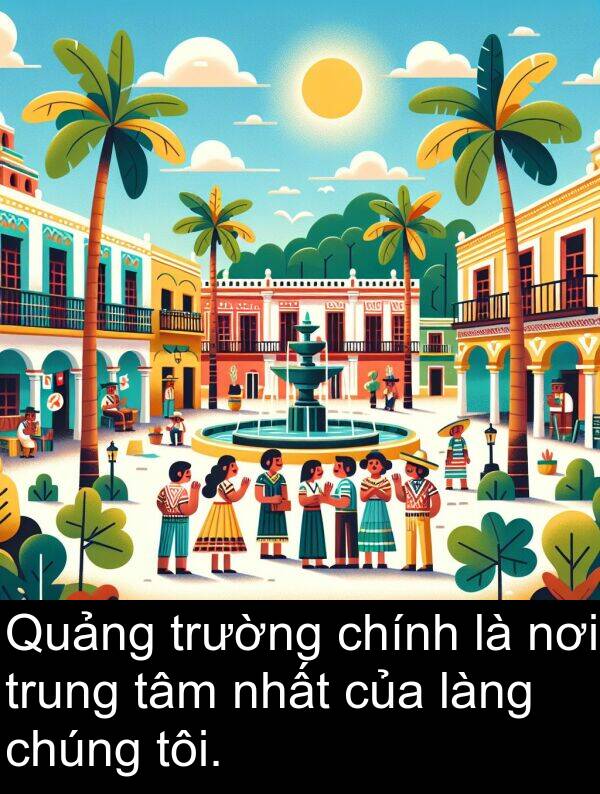 nhất: Quảng trường chính là nơi trung tâm nhất của làng chúng tôi.