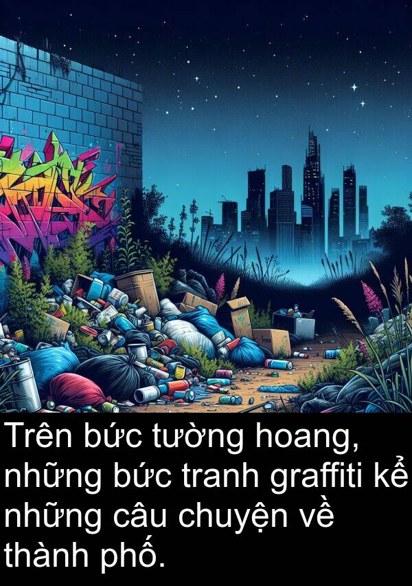 tranh: Trên bức tường hoang, những bức tranh graffiti kể những câu chuyện về thành phố.