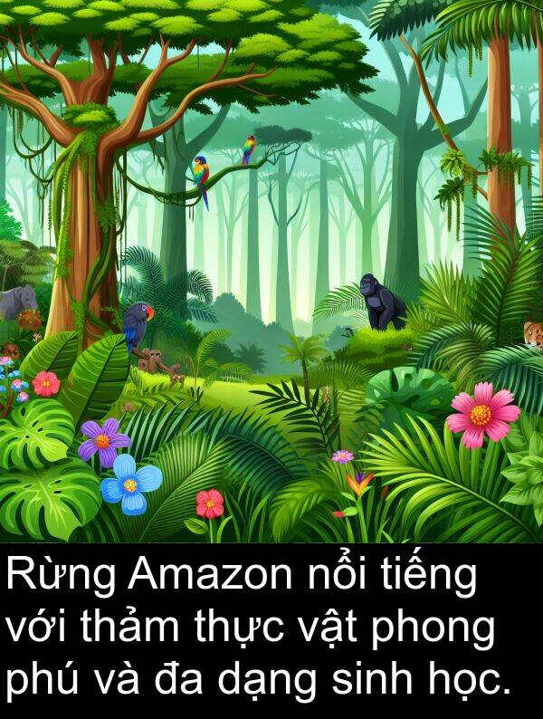 thảm: Rừng Amazon nổi tiếng với thảm thực vật phong phú và đa dạng sinh học.