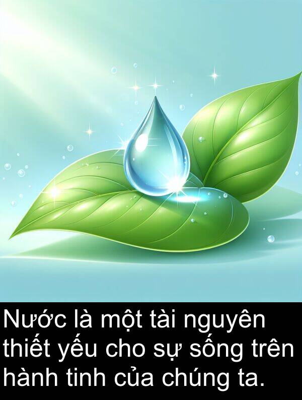 ta: Nước là một tài nguyên thiết yếu cho sự sống trên hành tinh của chúng ta.