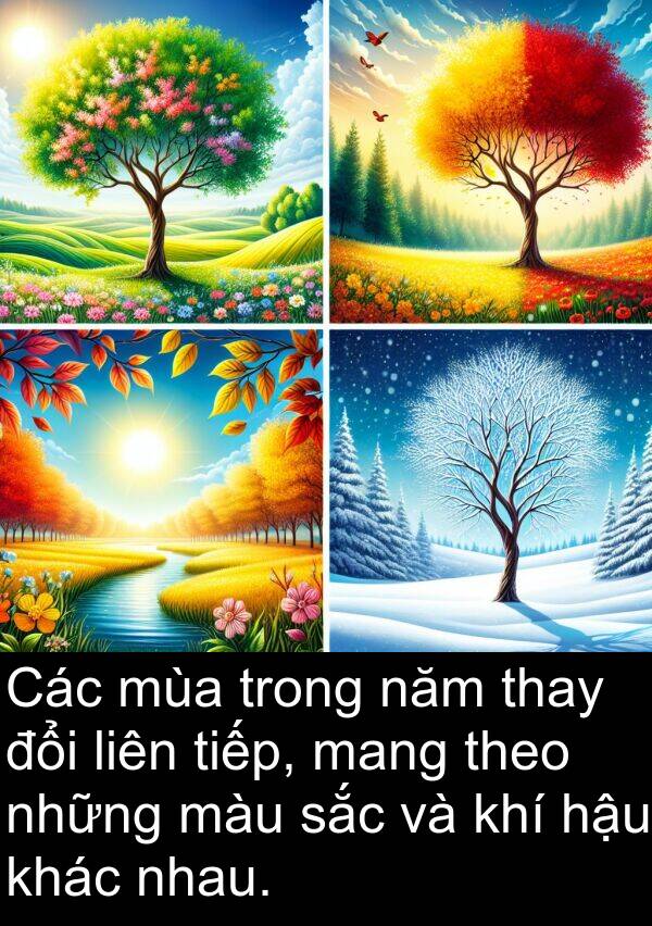 liên: Các mùa trong năm thay đổi liên tiếp, mang theo những màu sắc và khí hậu khác nhau.