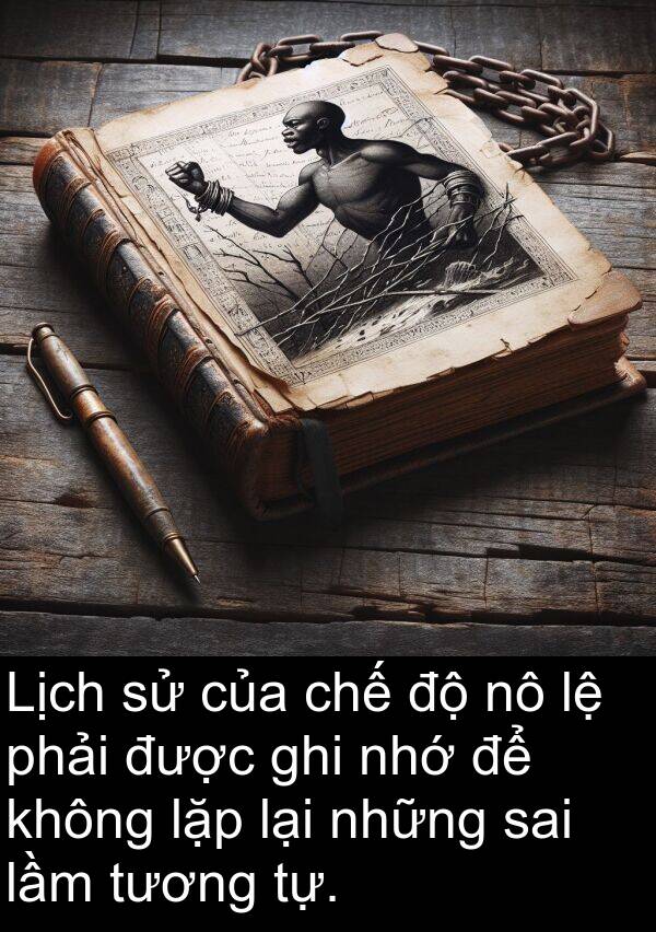 lầm: Lịch sử của chế độ nô lệ phải được ghi nhớ để không lặp lại những sai lầm tương tự.