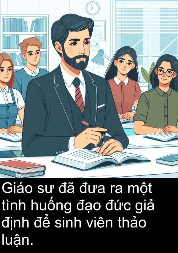 thảo: Giáo sư đã đưa ra một tình huống đạo đức giả định để sinh viên thảo luận.