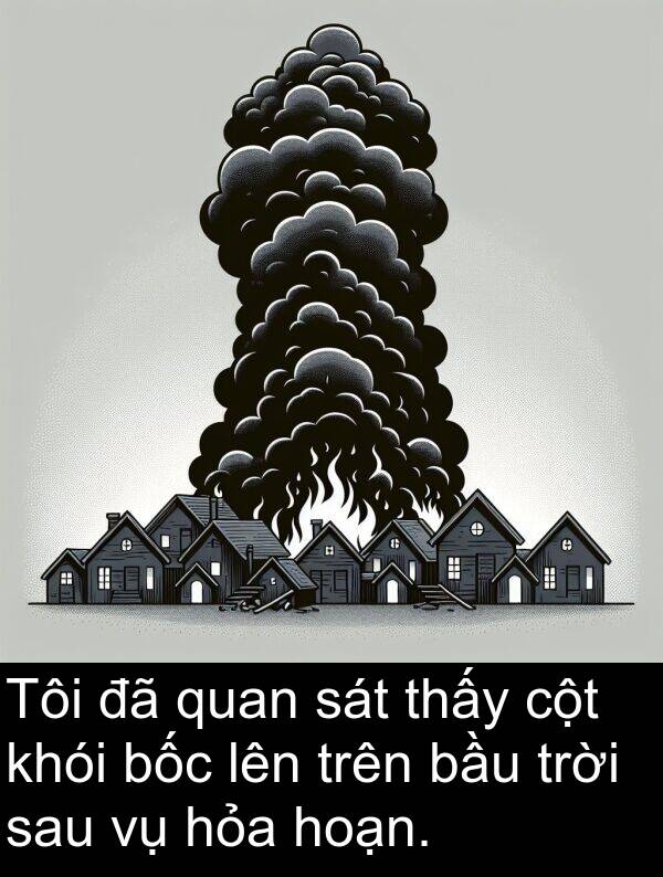 sau: Tôi đã quan sát thấy cột khói bốc lên trên bầu trời sau vụ hỏa hoạn.