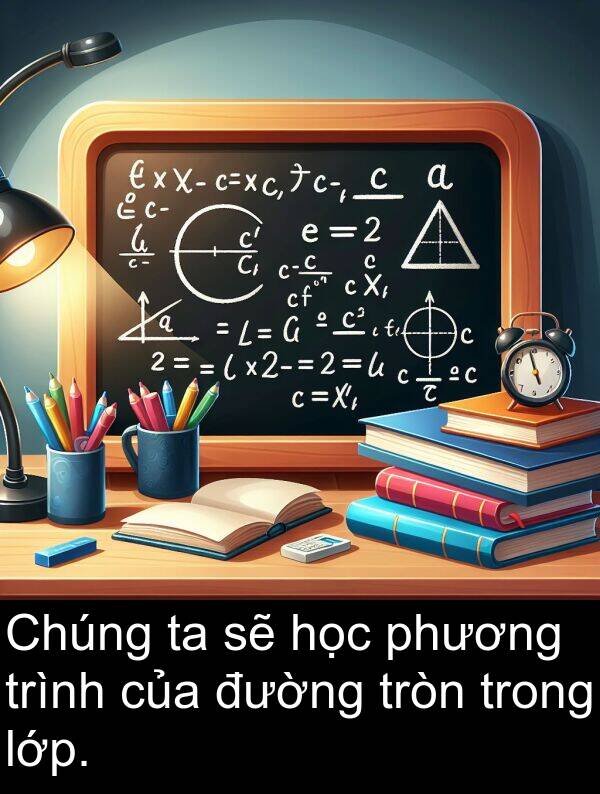 lớp: Chúng ta sẽ học phương trình của đường tròn trong lớp.