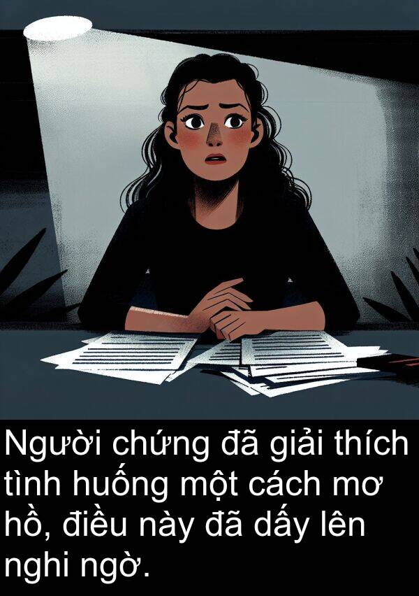 chứng: Người chứng đã giải thích tình huống một cách mơ hồ, điều này đã dấy lên nghi ngờ.