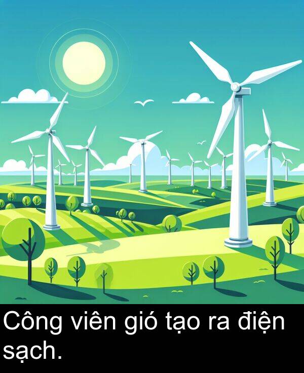 sạch: Công viên gió tạo ra điện sạch.