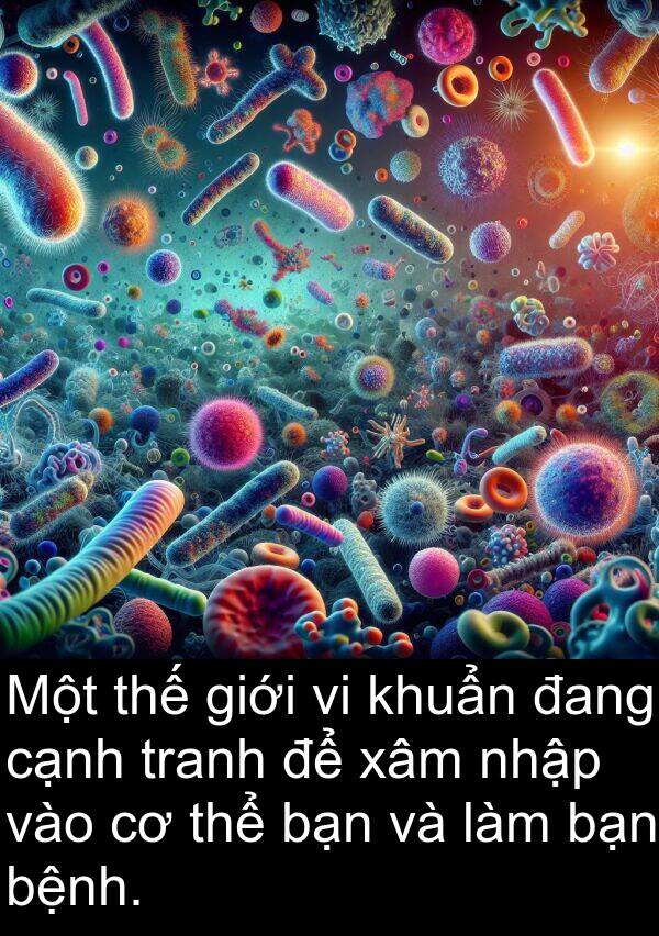 cạnh: Một thế giới vi khuẩn đang cạnh tranh để xâm nhập vào cơ thể bạn và làm bạn bệnh.