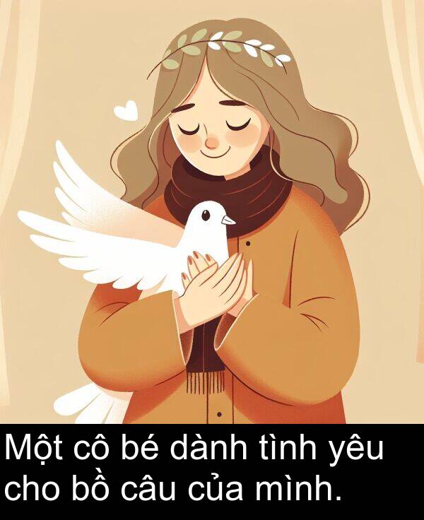 tình: Một cô bé dành tình yêu cho bồ câu của mình.