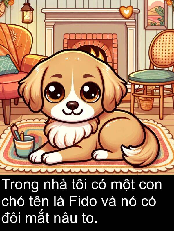 to: Trong nhà tôi có một con chó tên là Fido và nó có đôi mắt nâu to.