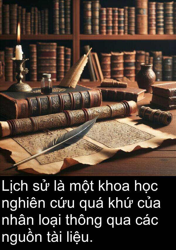 liệu: Lịch sử là một khoa học nghiên cứu quá khứ của nhân loại thông qua các nguồn tài liệu.