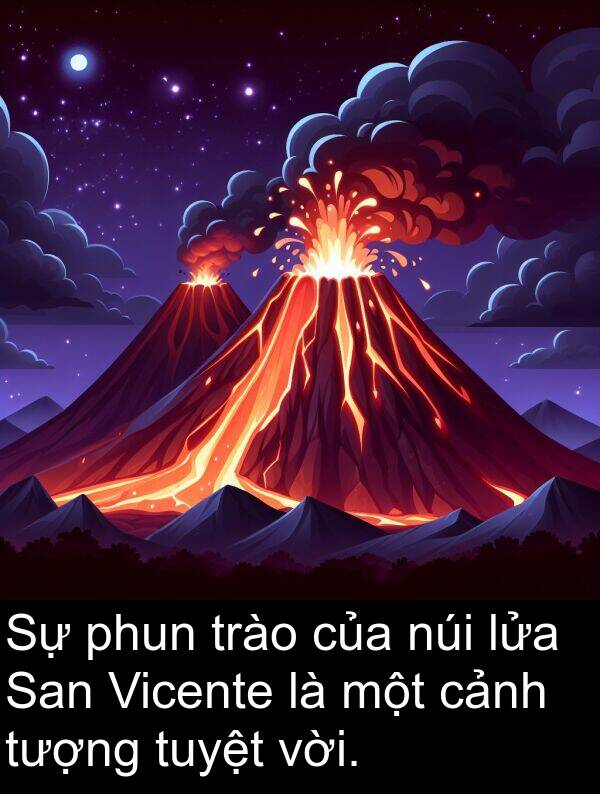 trào: Sự phun trào của núi lửa San Vicente là một cảnh tượng tuyệt vời.