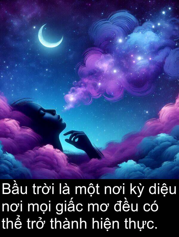 trở: Bầu trời là một nơi kỳ diệu nơi mọi giấc mơ đều có thể trở thành hiện thực.