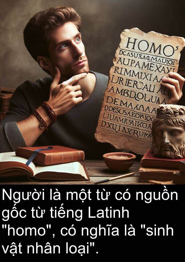 nguồn: Người là một từ có nguồn gốc từ tiếng Latinh "homo", có nghĩa là "sinh vật nhân loại".