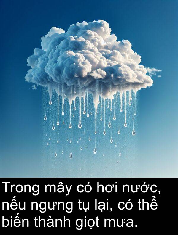 mây: Trong mây có hơi nước, nếu ngưng tụ lại, có thể biến thành giọt mưa.