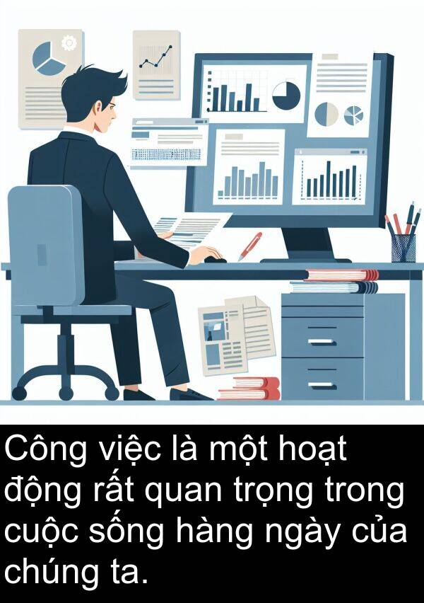 ta: Công việc là một hoạt động rất quan trọng trong cuộc sống hàng ngày của chúng ta.