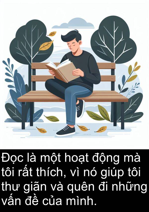 vấn: Đọc là một hoạt động mà tôi rất thích, vì nó giúp tôi thư giãn và quên đi những vấn đề của mình.