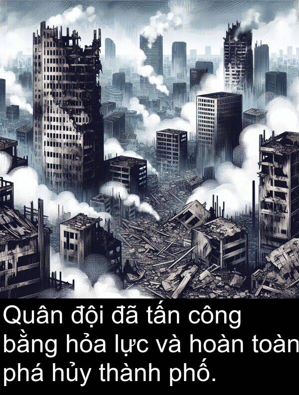 lực: Quân đội đã tấn công bằng hỏa lực và hoàn toàn phá hủy thành phố.