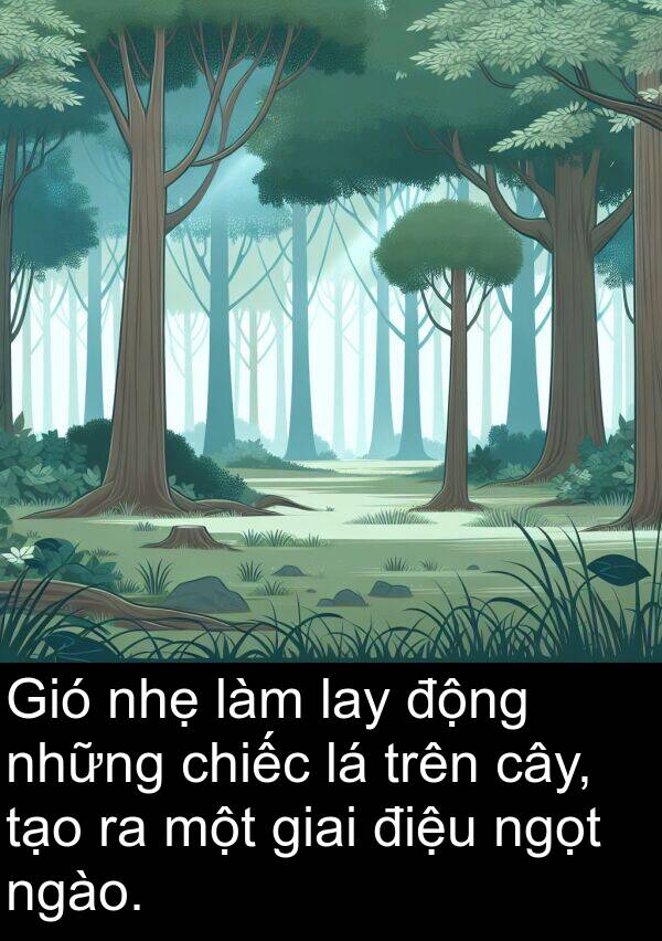 ngào: Gió nhẹ làm lay động những chiếc lá trên cây, tạo ra một giai điệu ngọt ngào.