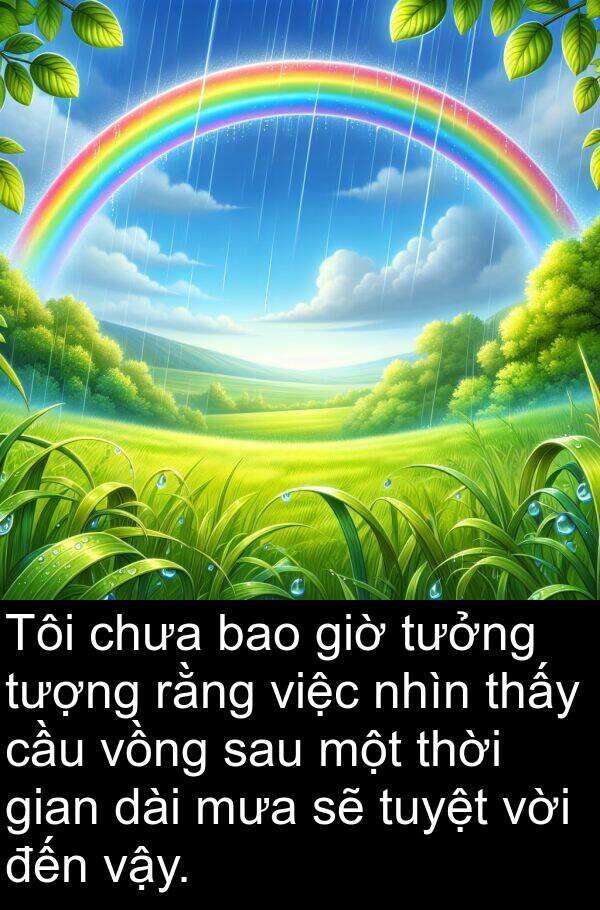 chưa: Tôi chưa bao giờ tưởng tượng rằng việc nhìn thấy cầu vồng sau một thời gian dài mưa sẽ tuyệt vời đến vậy.