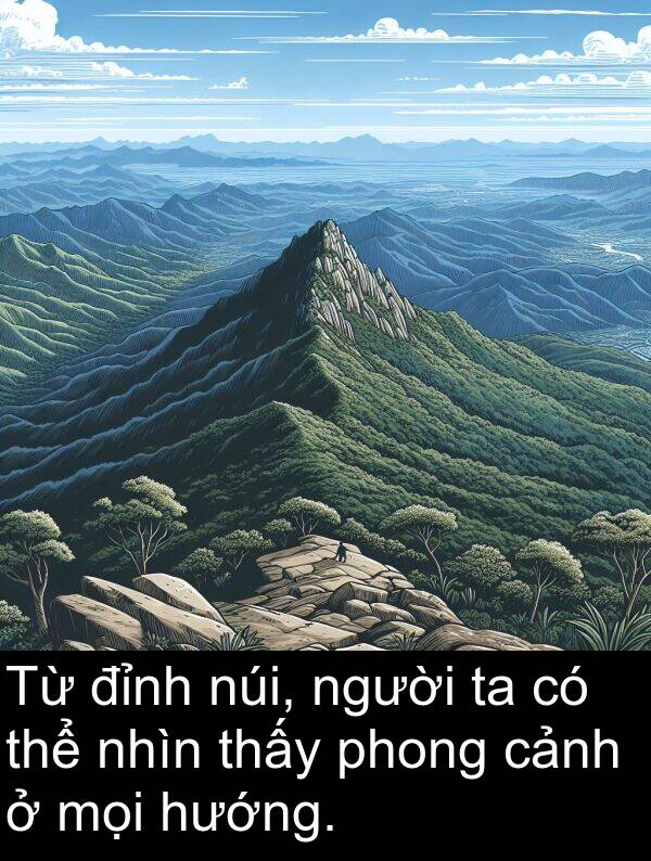 nhìn: Từ đỉnh núi, người ta có thể nhìn thấy phong cảnh ở mọi hướng.