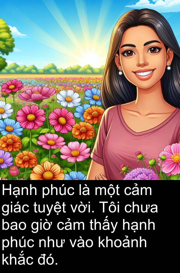 chưa: Hạnh phúc là một cảm giác tuyệt vời. Tôi chưa bao giờ cảm thấy hạnh phúc như vào khoảnh khắc đó.