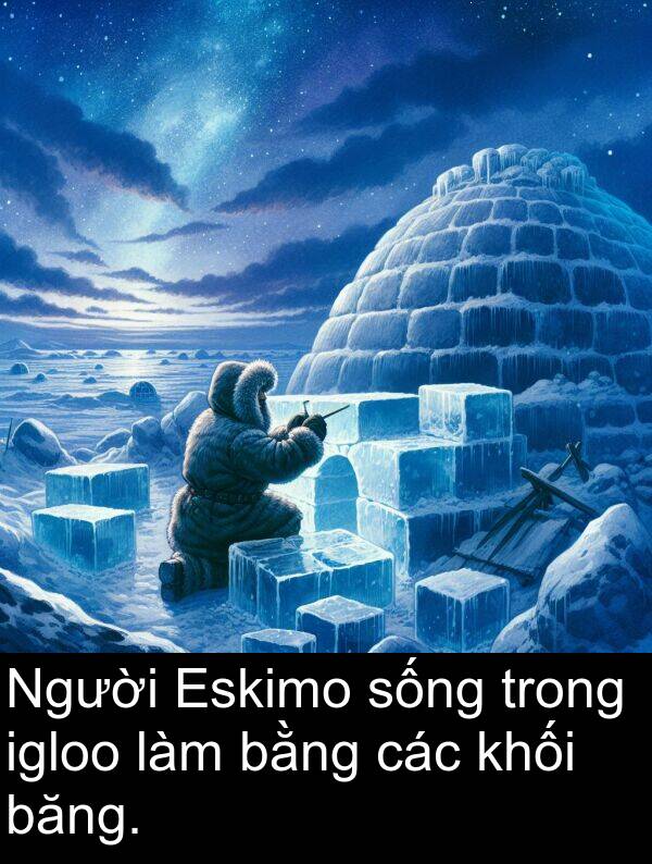 igloo: Người Eskimo sống trong igloo làm bằng các khối băng.