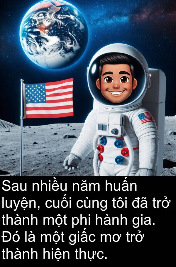 phi: Sau nhiều năm huấn luyện, cuối cùng tôi đã trở thành một phi hành gia. Đó là một giấc mơ trở thành hiện thực.