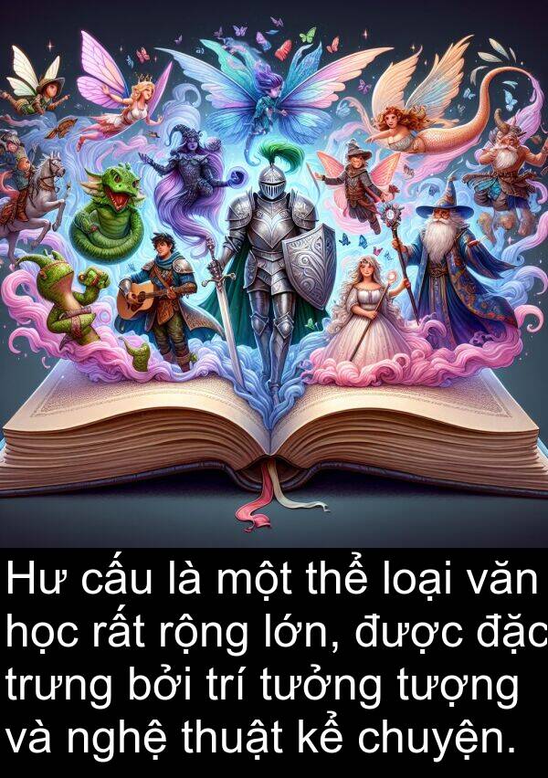 trưng: Hư cấu là một thể loại văn học rất rộng lớn, được đặc trưng bởi trí tưởng tượng và nghệ thuật kể chuyện.