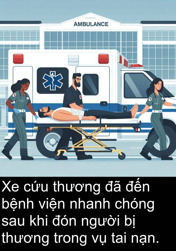 nạn: Xe cứu thương đã đến bệnh viện nhanh chóng sau khi đón người bị thương trong vụ tai nạn.